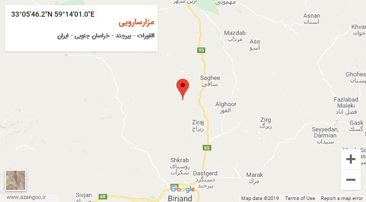 روستای مزارسارویی بر روی نقشه