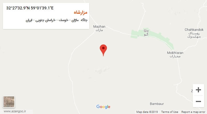 روستای مزارشاه بر روی نقشه