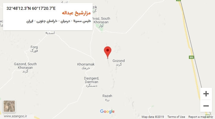 روستای مزارشیخ عبداله بر روی نقشه