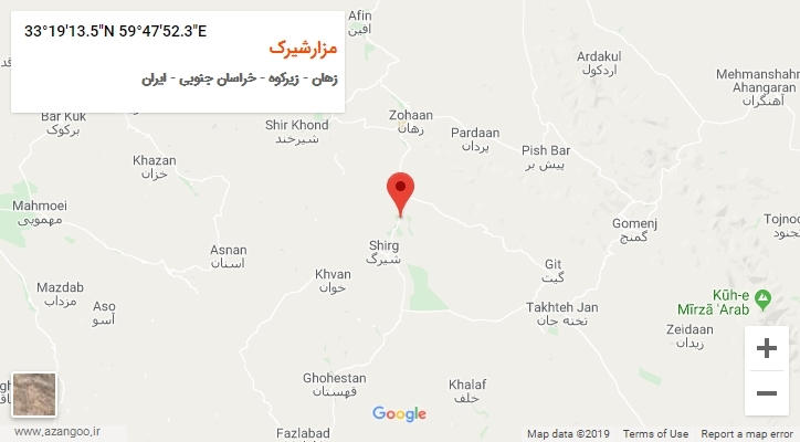 روستای مزارشیرک بر روی نقشه