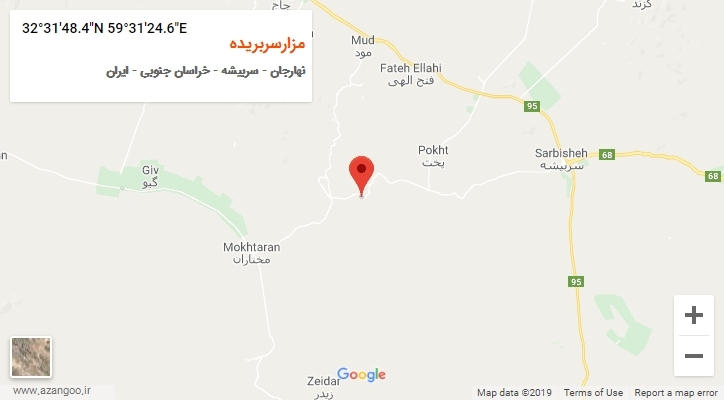 روستای مزارسربریده بر روی نقشه