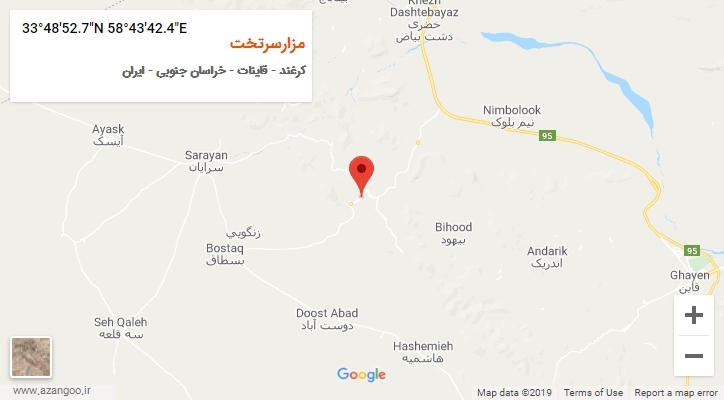 روستای مزارسرتخت بر روی نقشه