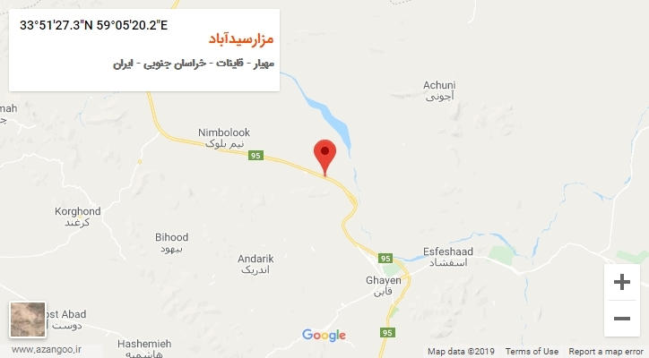 روستای مزارسیدآباد بر روی نقشه