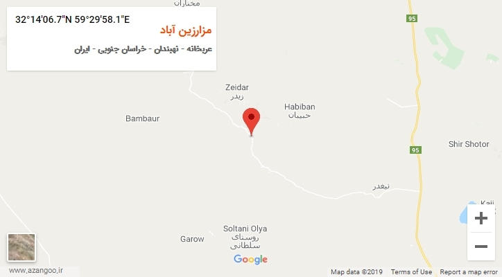 روستای مزارزین آباد بر روی نقشه