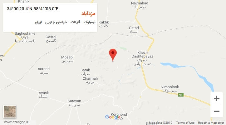 روستای مزدآباد بر روی نقشه