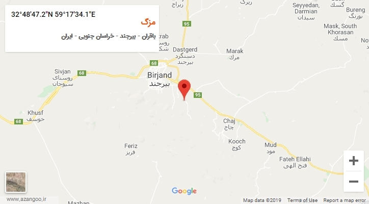 روستای مزگ بر روی نقشه