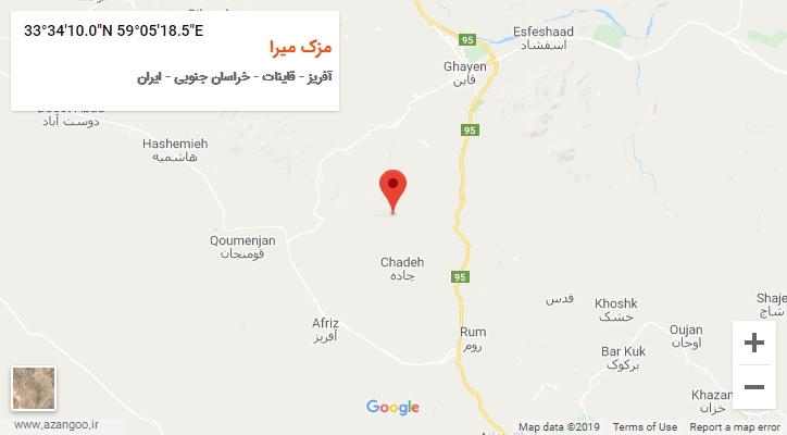 روستای مزک میرا بر روی نقشه