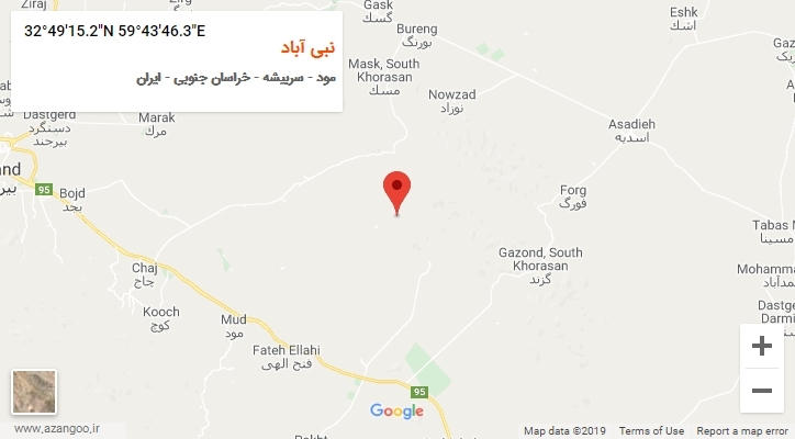 روستای نبی آباد بر روی نقشه