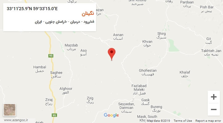 روستای نگینان بر روی نقشه