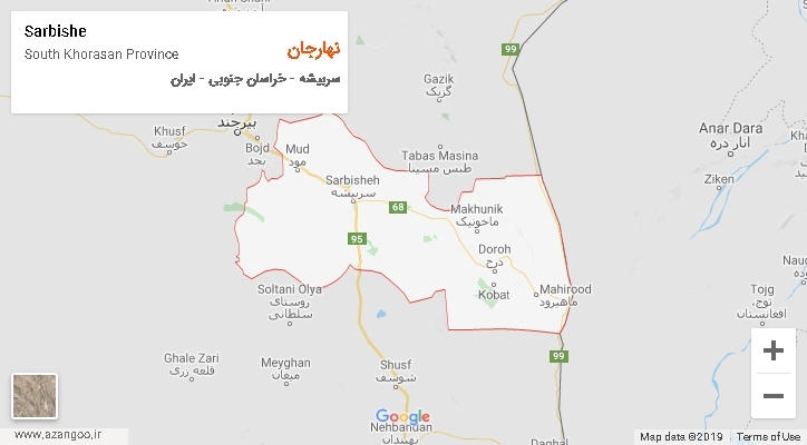 دهستان نهارجان بر روی نقشه