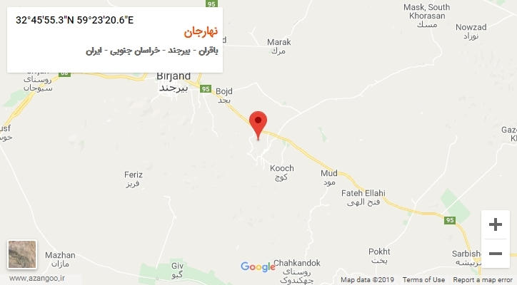 روستای نهارجان بر روی نقشه
