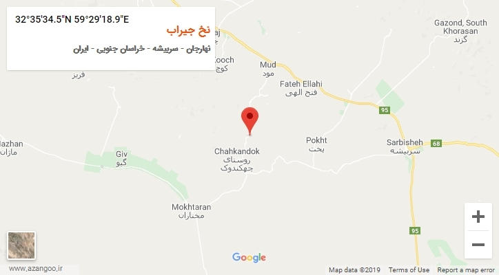 روستای نخ جیراب بر روی نقشه