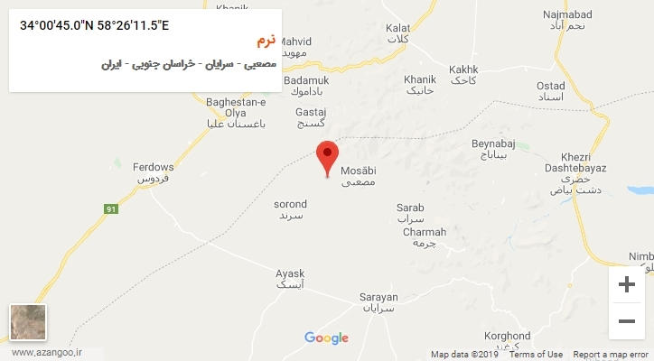 روستای نرم بر روی نقشه