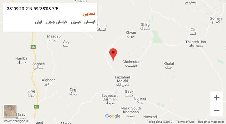 روستای نسایی بر روی نقشه