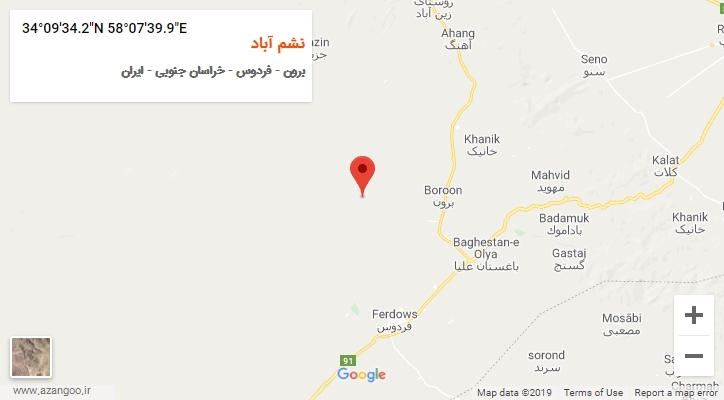 روستای نشم آباد بر روی نقشه
