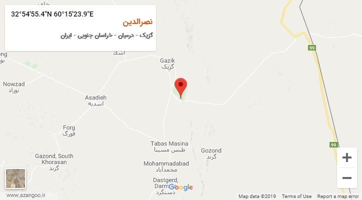 روستای نصرالدین بر روی نقشه