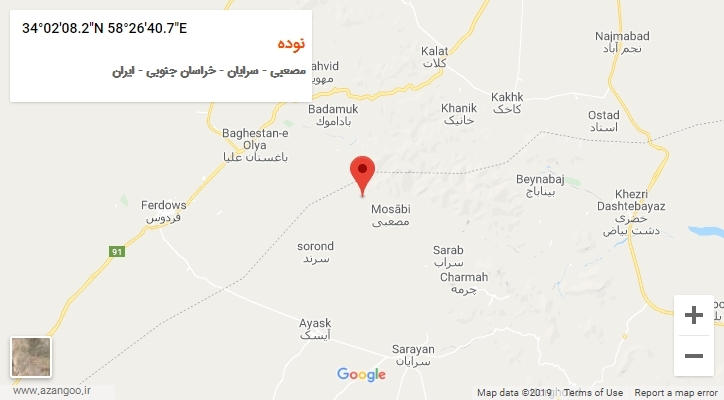روستای نوده بر روی نقشه