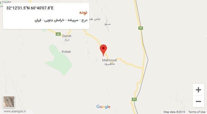 روستای نوده بر روی نقشه