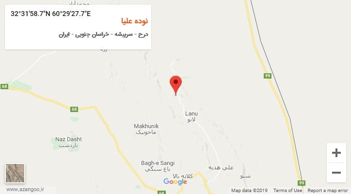 روستای نوده علیا بر روی نقشه