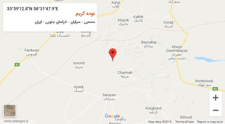 روستای نوده کریم بر روی نقشه