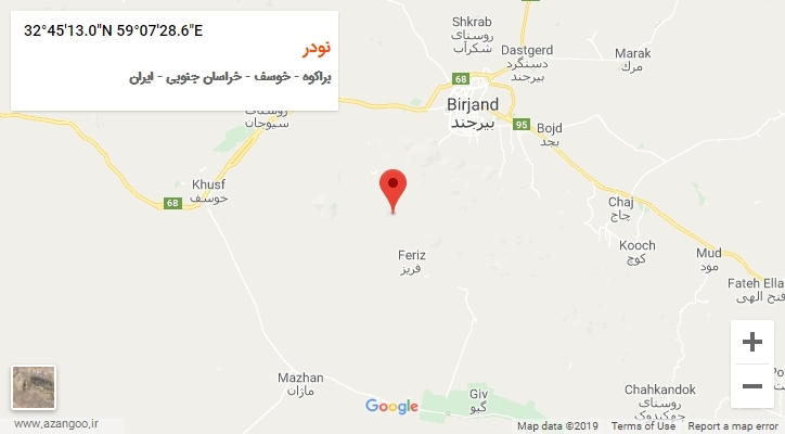 روستای نودر بر روی نقشه
