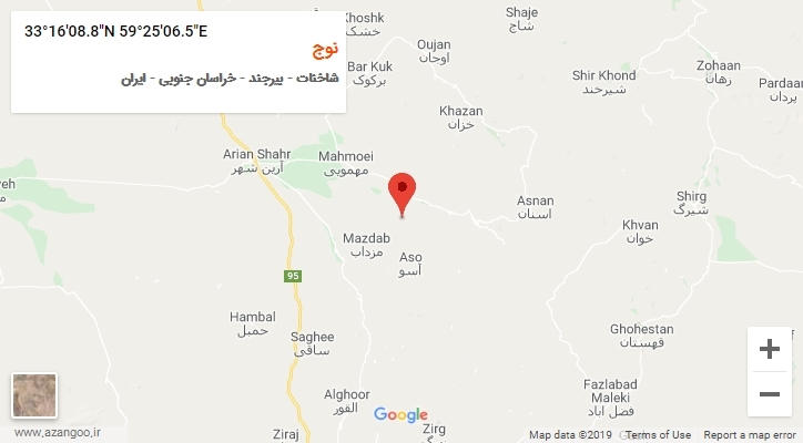 روستای نوج بر روی نقشه