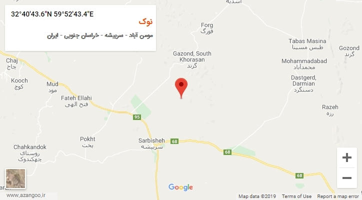 روستای نوک بر روی نقشه