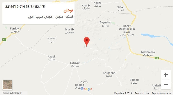 روستای نوخان بر روی نقشه