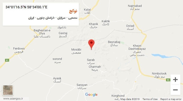 روستای نوکج بر روی نقشه