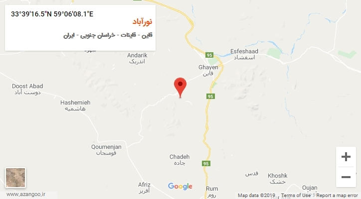 روستای نورآباد بر روی نقشه