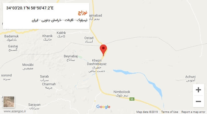 روستای نوزاچ بر روی نقشه