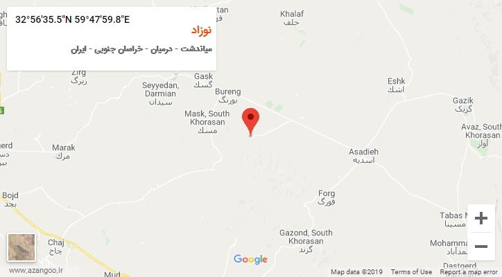 روستای نوزاد بر روی نقشه