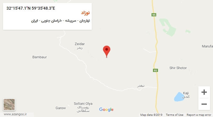 روستای نوزاد بر روی نقشه