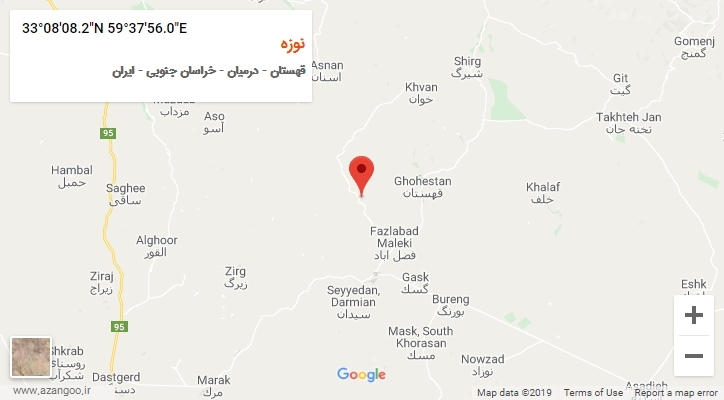 روستای نوزه بر روی نقشه