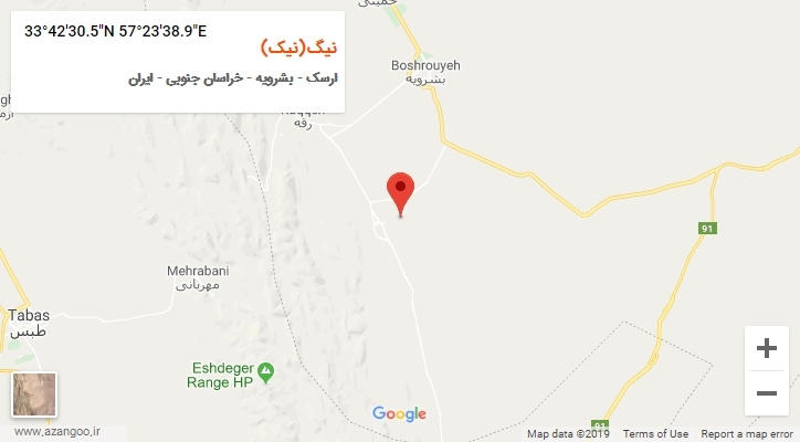 روستای نیگ(نیک) بر روی نقشه