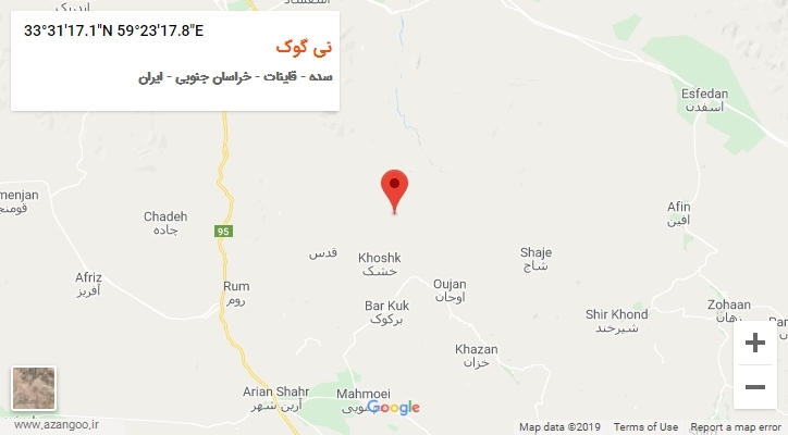 روستای نی گوک بر روی نقشه