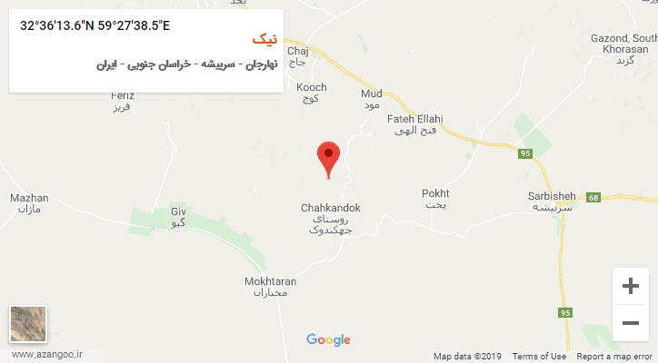 روستای نیک بر روی نقشه