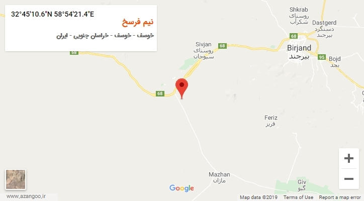 روستای نیم فرسخ بر روی نقشه
