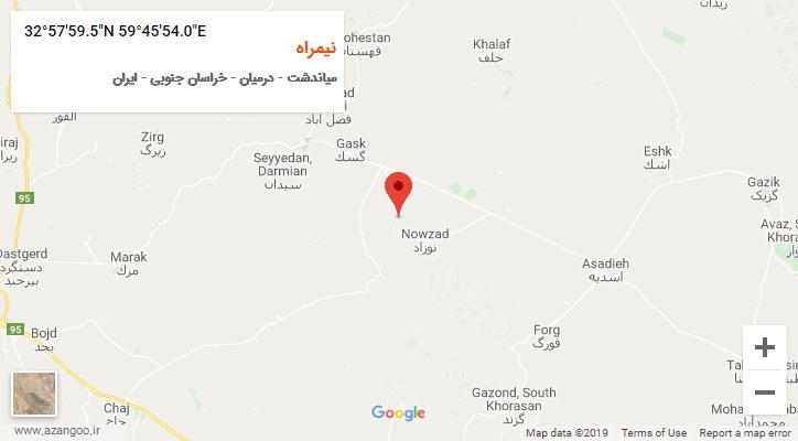 روستای نیمراه بر روی نقشه