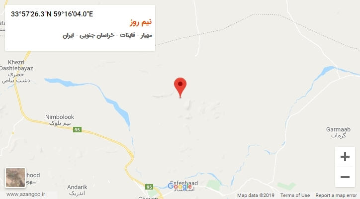 روستای نیم روز بر روی نقشه