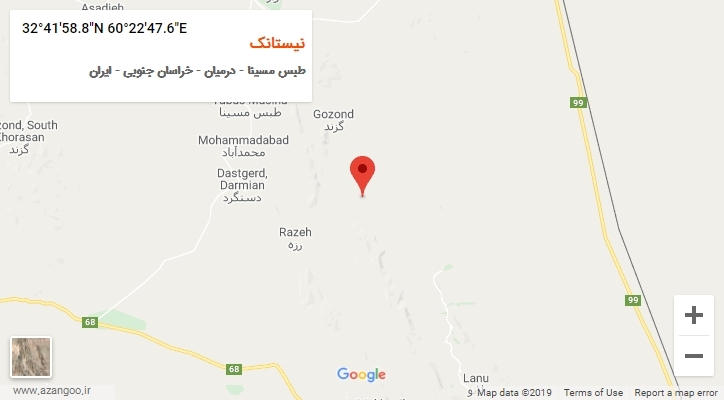 روستای نیستانک بر روی نقشه