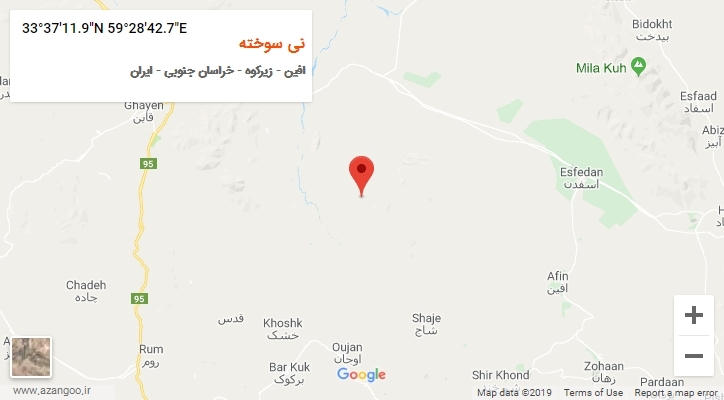 روستای نی سوخته بر روی نقشه