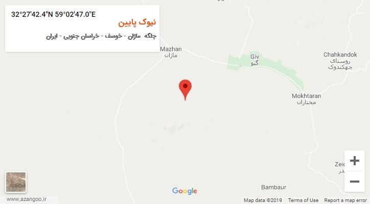 روستای نیوک پایین بر روی نقشه