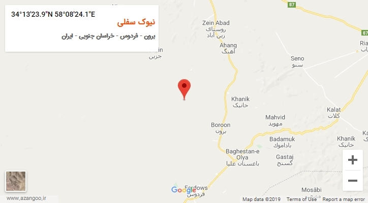 روستای نیوک سفلی بر روی نقشه
