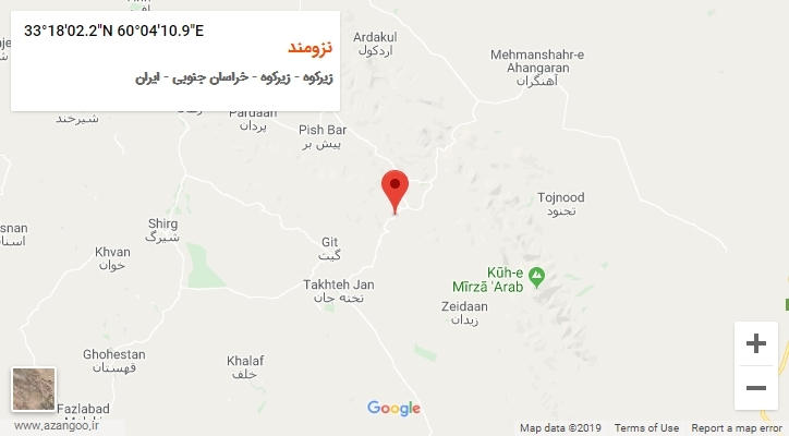 روستای نزومند بر روی نقشه