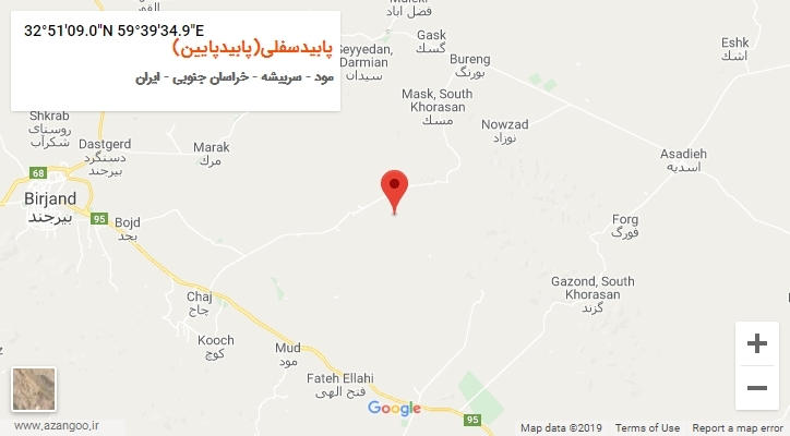 روستای پابیدسفلی(پابیدپایین) بر روی نقشه