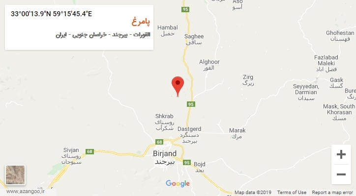 روستای پامرغ بر روی نقشه