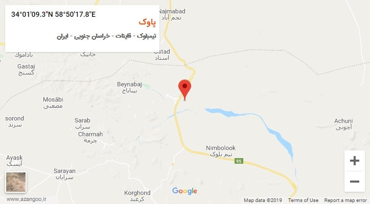 روستای پاوک بر روی نقشه