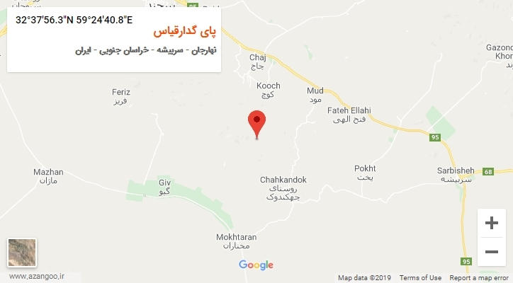 روستای پای گدارقیاس بر روی نقشه