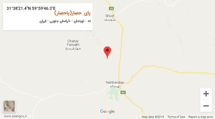 روستای پای حصار(پاحصار) بر روی نقشه
